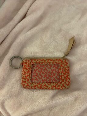 Vera Bradley Pink and Tan Patterned ID Card Holder Key Ring